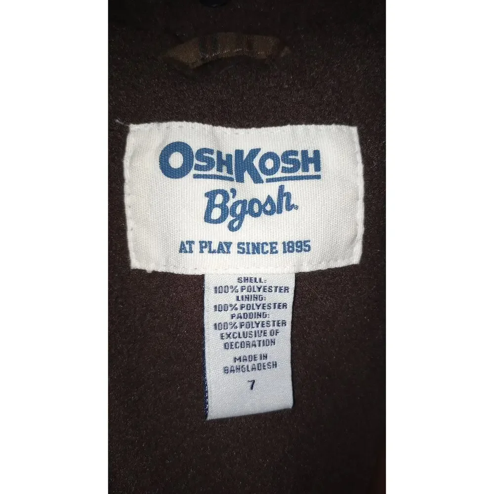 Oshkosh b'gosh Brown Plaid Hooded Fall Pullover Jacket